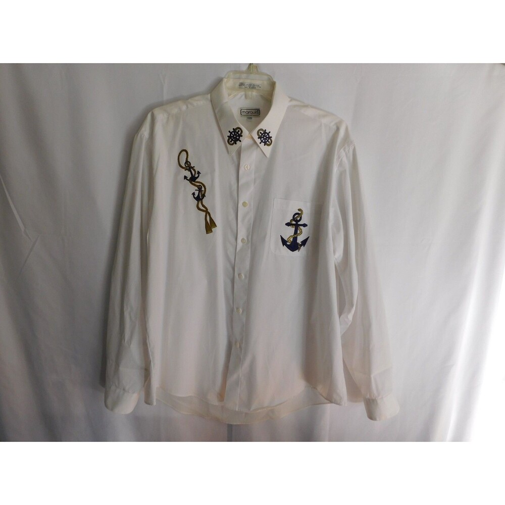 Marquis Shirt Men's Button Front Sailor Shirt Size XL 17 1/2
